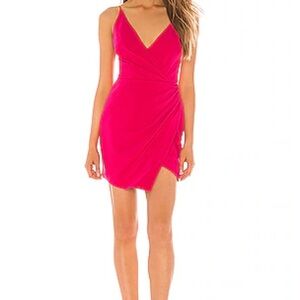 Linda Mini Dress Lovers and Friends Hot Pink Wrap Dress size XS NWT